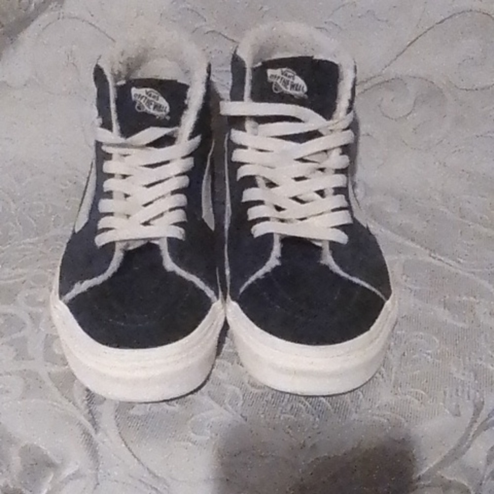 VANS Sk8-Hi Cozy Hug Shoes Skate Suede Navi Faux Fur Women's 7